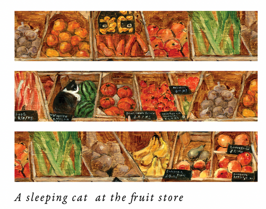 Washi tape - A sleeping cat at the fruit store