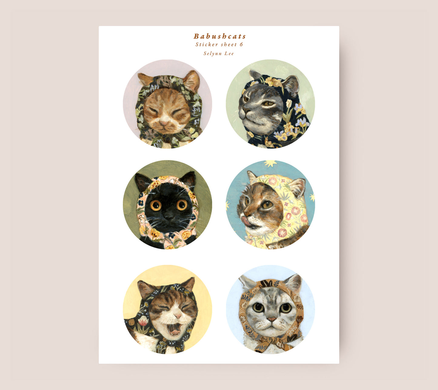 ⑥ Babushcats sticker Set 2 Sheets