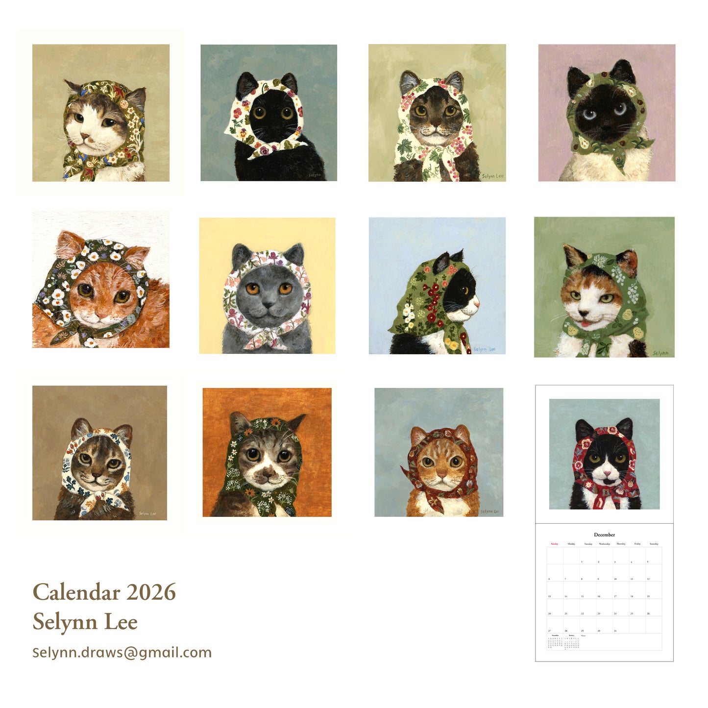 2026 Babushcats wall calendar