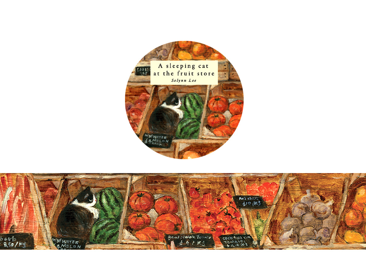 Washi tape - A sleeping cat at the fruit store