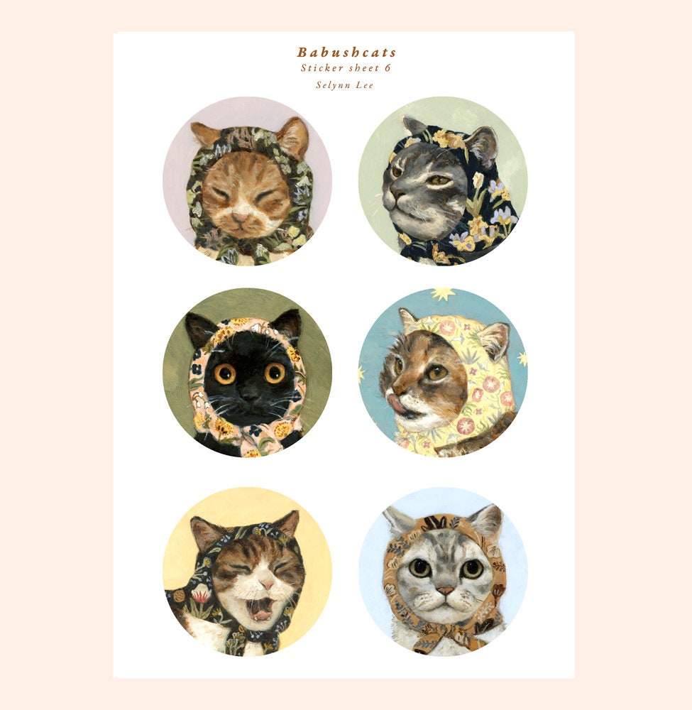 ⑥ Babushcats sticker Set 2 Sheets