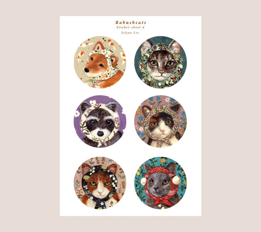 ④ Babushcats sticker Set 2 Sheets