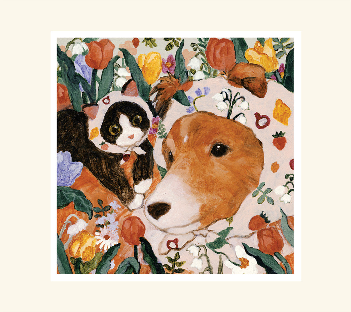 Lou and Teaspoon in Babushka - Greeting card