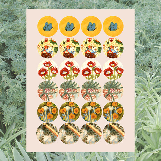 30 round stickers - Spring