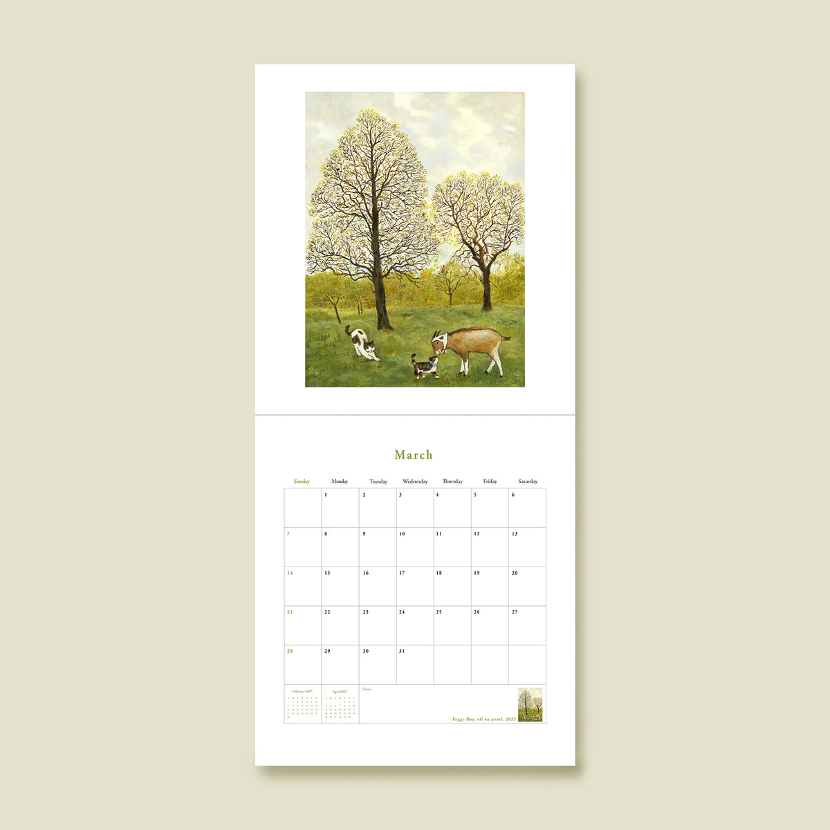 2027 illustration calendar -Sunday start