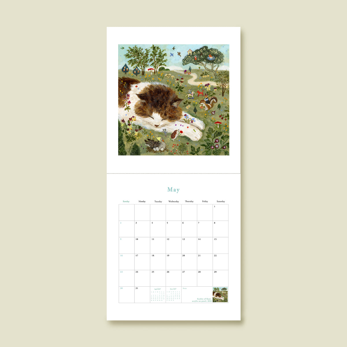 2027 illustration calendar -Sunday start